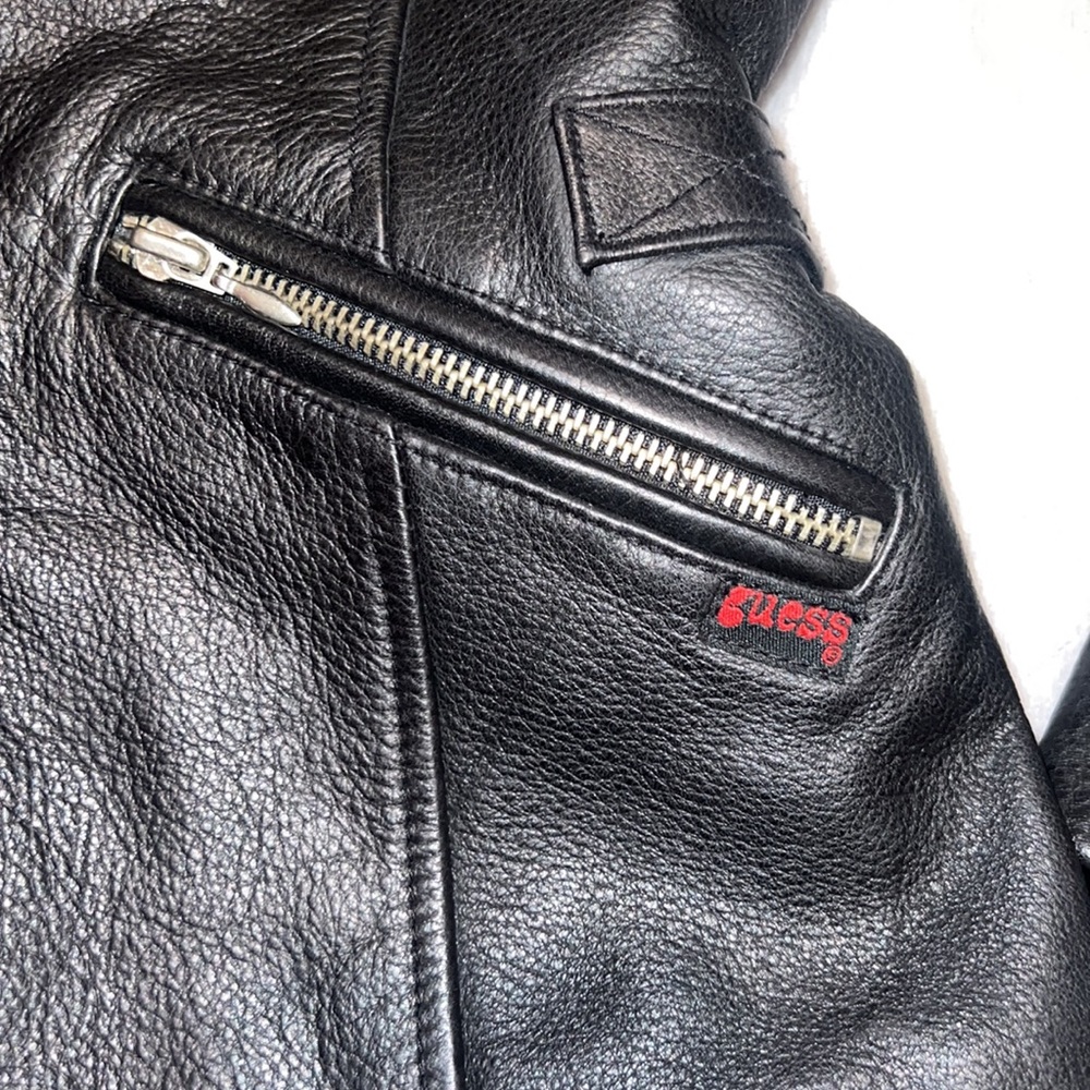 Guess black 100% genuine leather jacket - Picture 4 of 7